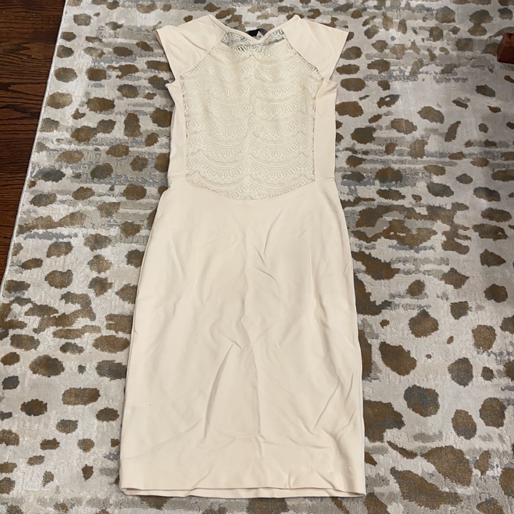 French connection cream lace back dress